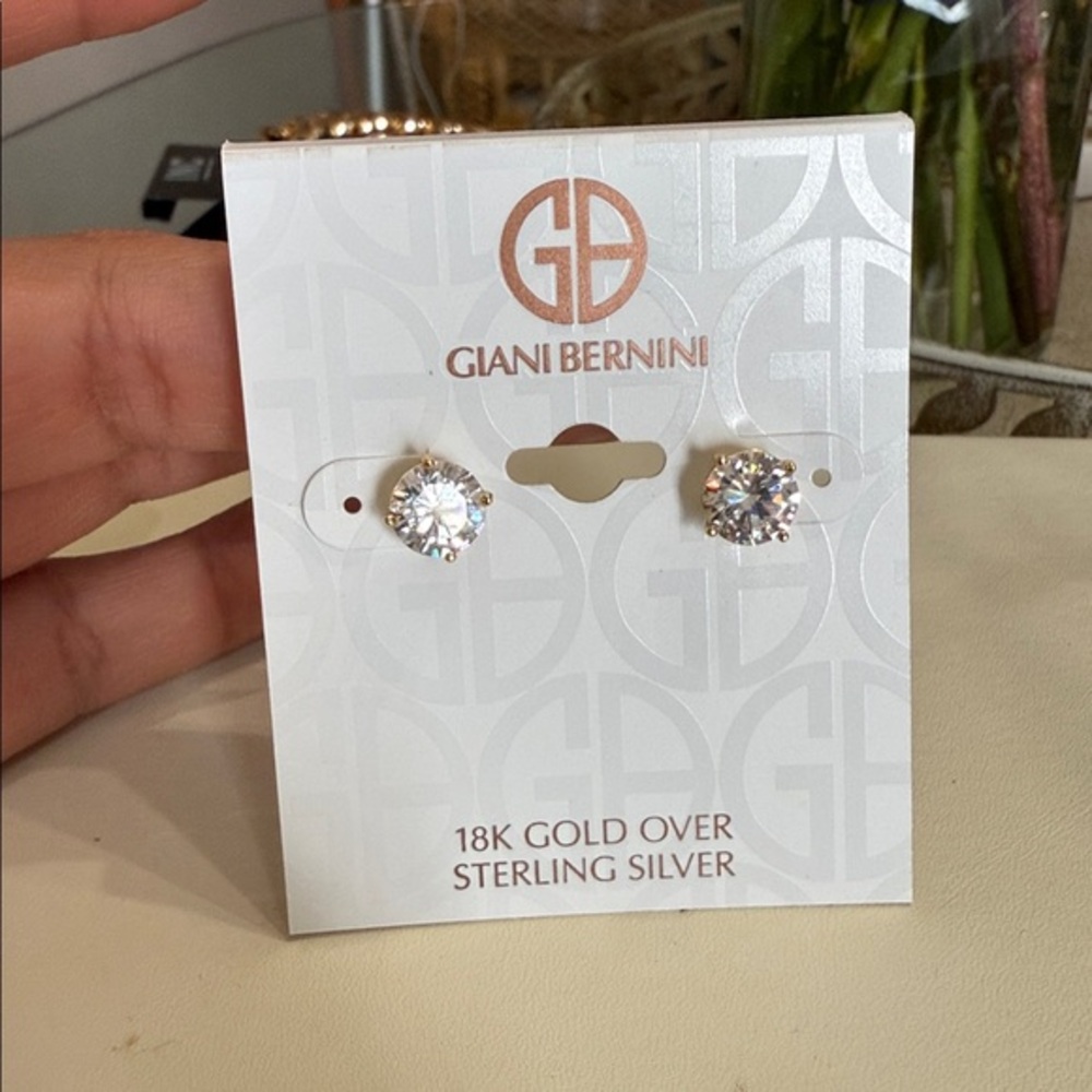 Giani Bernini Cubic Zirconia 18K Gold Over Sterling Silver Stud Earrings